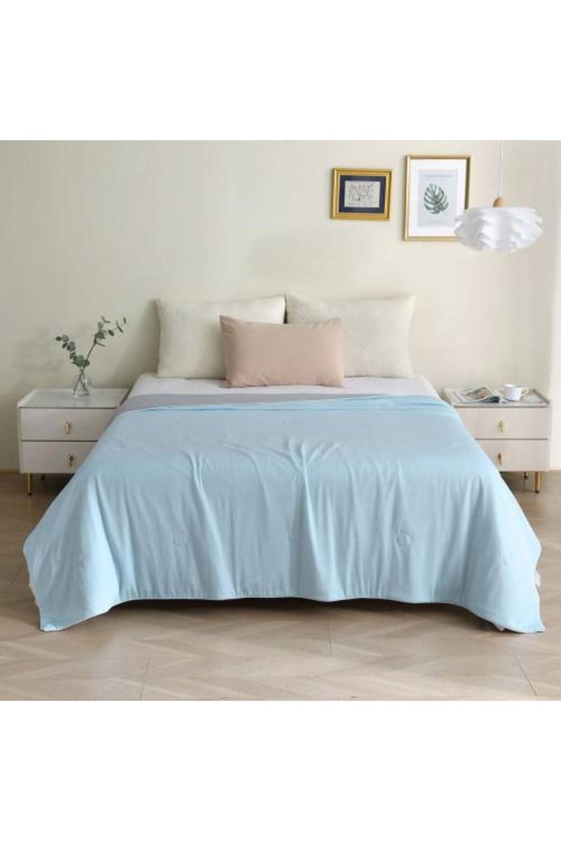 Melen Cold Blanket with Amazing and Durable Cooling Technology - Double Size - Sky Blue - Gray - Image 1
